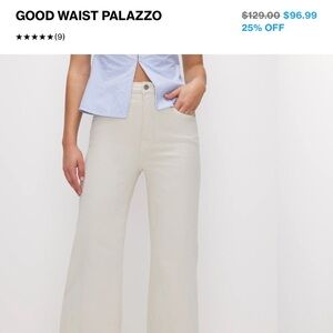 Brand new with tags removed Good American Palazzo Jean in bone. Size 25/0.